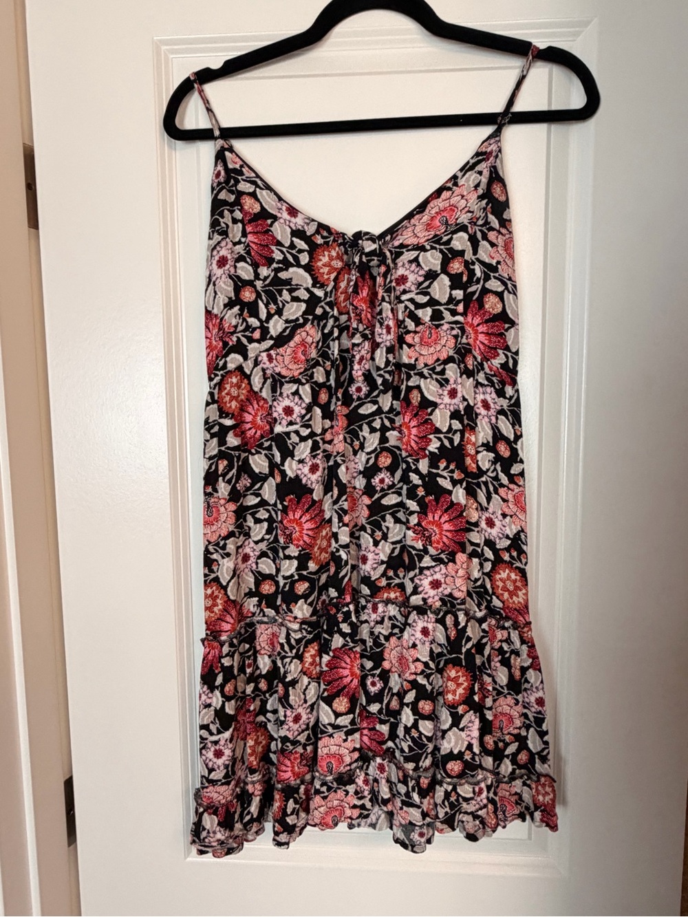 Maurices Black Top with Pink and Coral Floral Print
